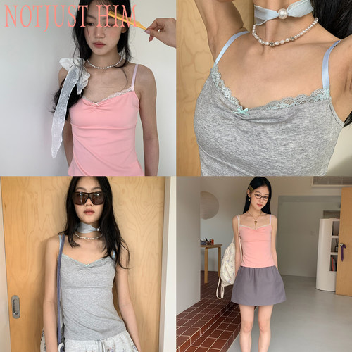 花筏NOTJUSTHIM 《Cardigirl》撞色肩带蕾丝花边吊带背心