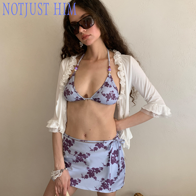 花筏NOTJUSTHIM《鸢尾花》蓝紫印花A字短裙 含安全裤