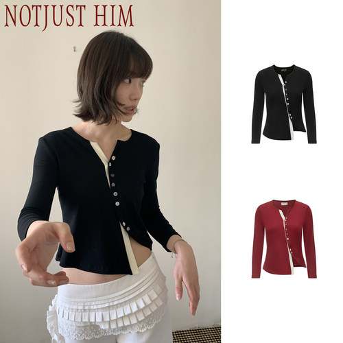 花筏NOTJUSTHIM《Lilith》莱赛尔纤维不对称设计彩色扣子开衫