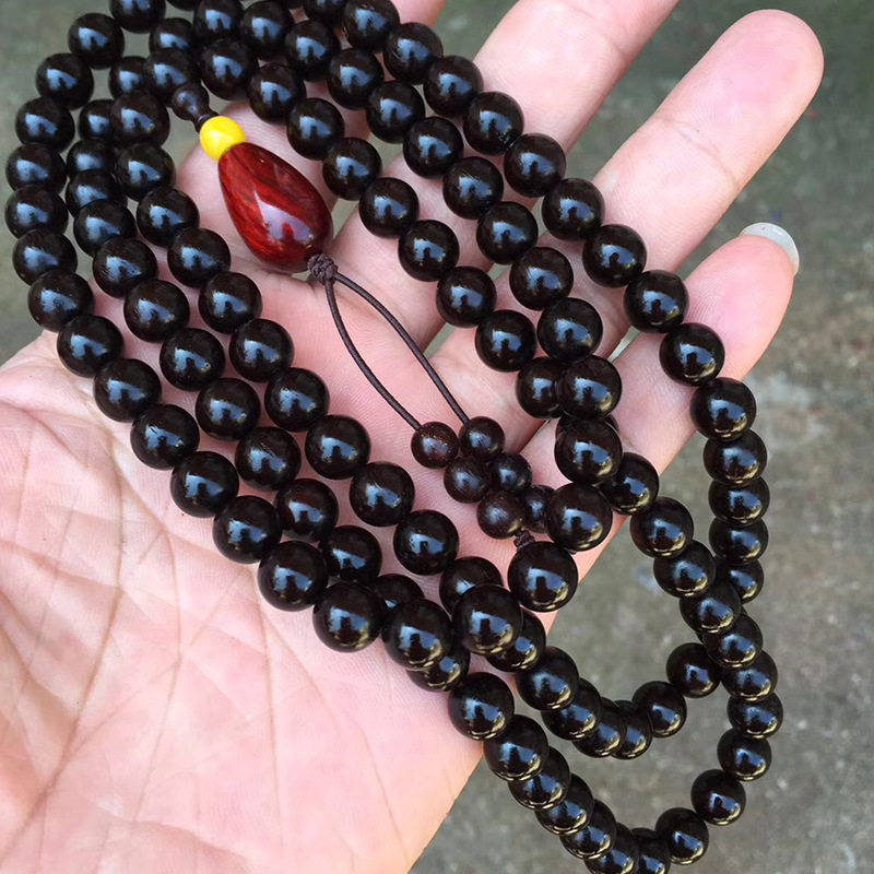 黑珍珠小叶紫檀手串108颗金星