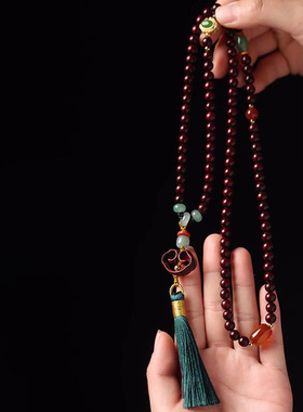 小叶紫檀如意祥云款手链项链