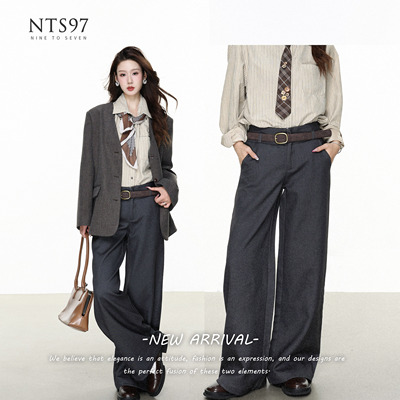 NTS97通勤垂感中高腰阔腿西裤