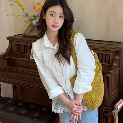 2025新款春夏气质白色衬衫女上衣