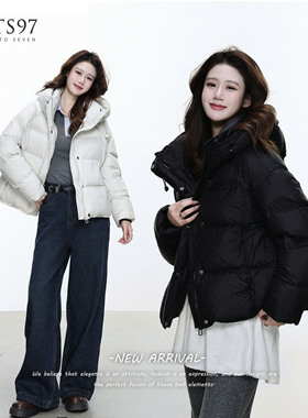 NTS97 新国标90白鸭绒短款连帽泡芙羽绒服女冬季显瘦保暖外套