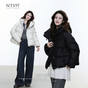 显瘦保暖外套 连帽泡芙羽绒服女冬季 NTS97 新国标90白鸭绒短款