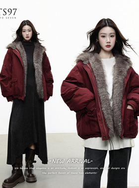 NTS97 双面皮草派克服女冬季厚保暖皮草短外套