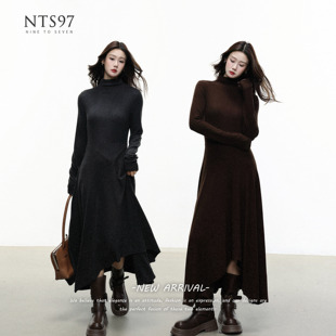 NTS97 高领针织连衣裙女秋冬气质长裙显瘦连衣裙