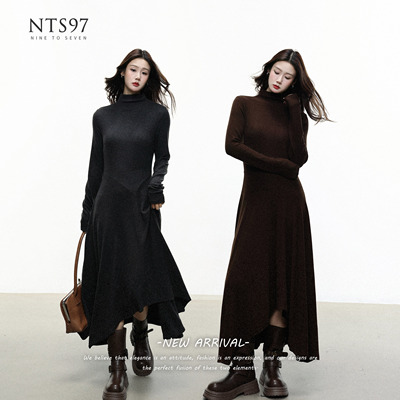 NTS97高领针织长款显瘦连衣裙