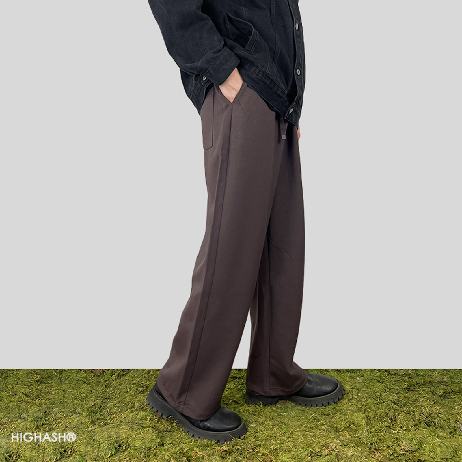 HIGHASH秋冬新款黑色男式慵懒松弛感裤子男款秋冬高级感炸街男裤