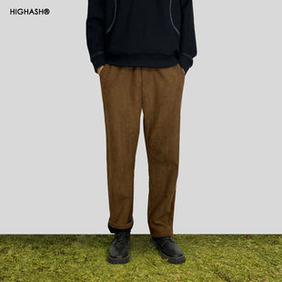 加绒加厚2025新款春复古咖棕色高级感灯芯绒长裤子男款HIGHASH