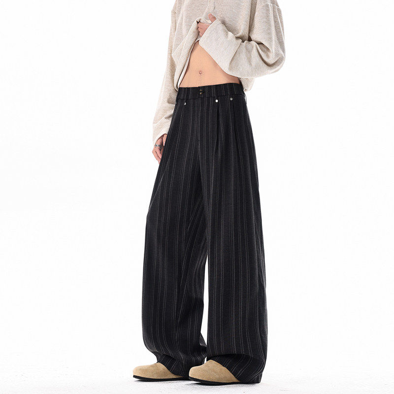 裤子男女夏季垂感薄款西裤2026新款潮流夜店条纹宽松直筒休闲长裤