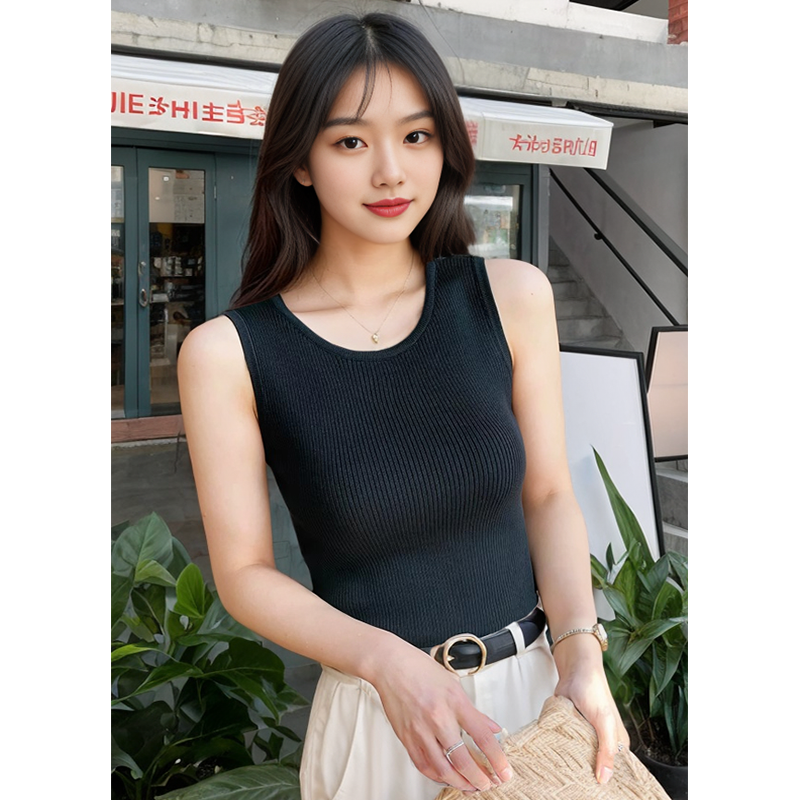 大码胖mm女装黑色针织无袖吊带背心夏季新款外穿内搭显瘦打底上衣