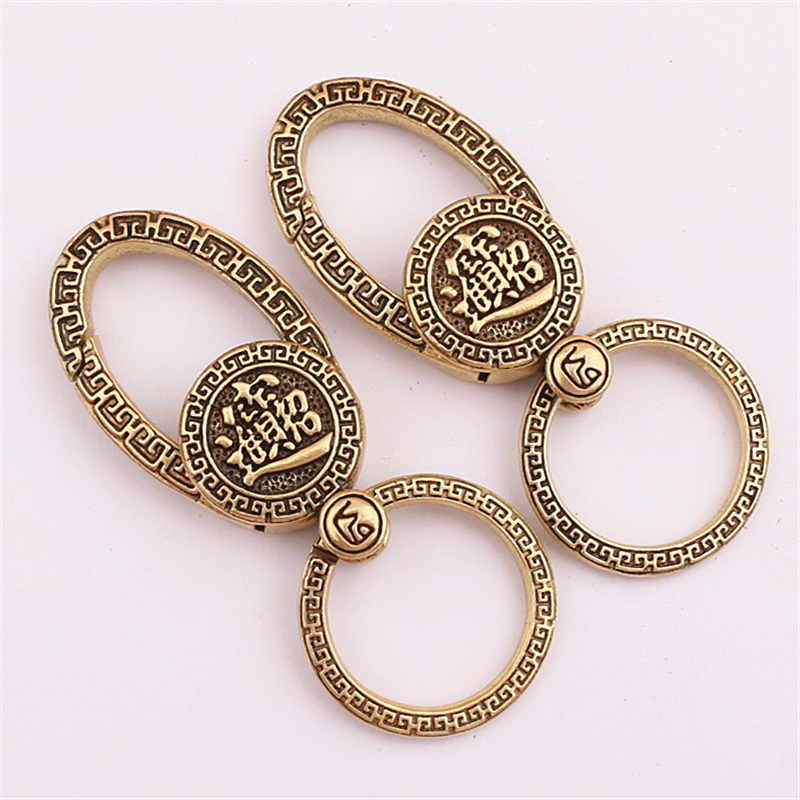 真黄铜钥匙扣龙凤虎猴貔貅汽车男女创意手工复古原创包邮