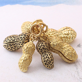 花生钥匙扣儿童礼品纯黄铜汽车挂件男女项链吊坠创意手工挂饰礼品