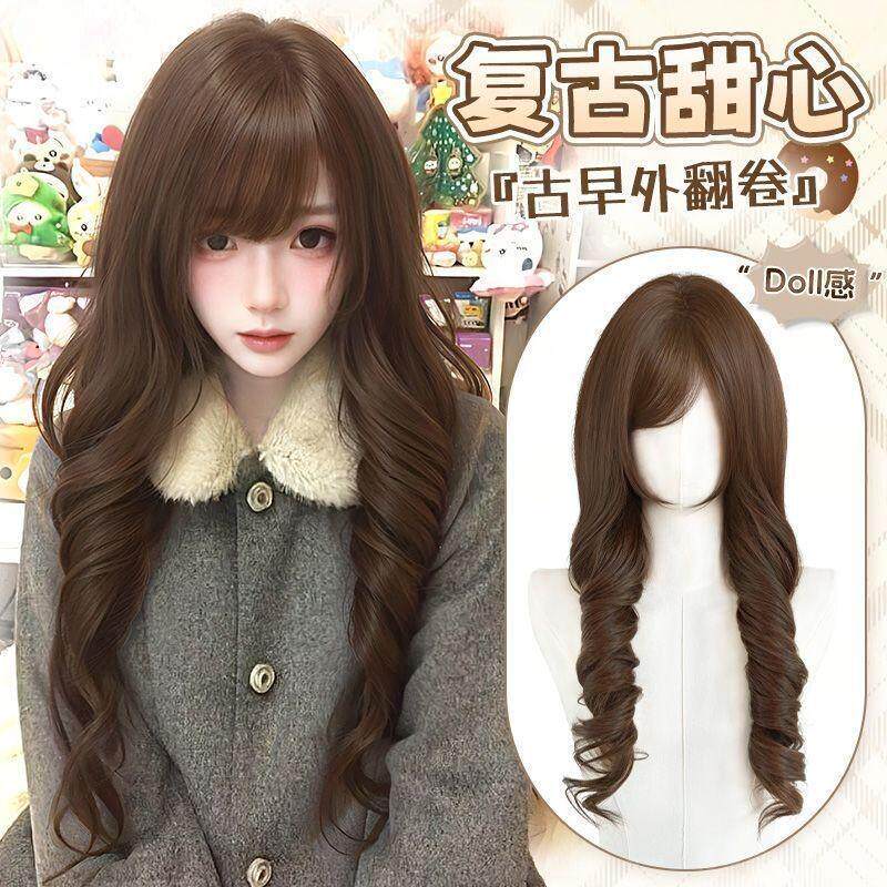 出口热卖假发全头套女古早感长卷发自然仿真发doll感Lolita日常