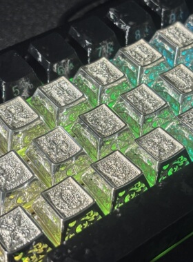 原创设计纯银925个性键帽透光机械键盘帽原厂高度十字轴适配送礼