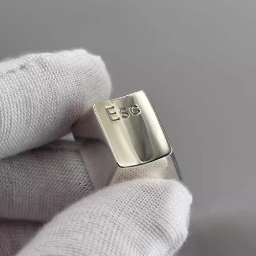 纯银925键盘帽机械键盘个性定制键帽ESC键帽亮面质感电镀金不掉色