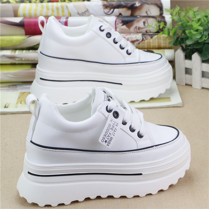 加绒保暖小白鞋女冬季新款鞋子厚底松糕鞋内增高连底8cm显瘦单鞋