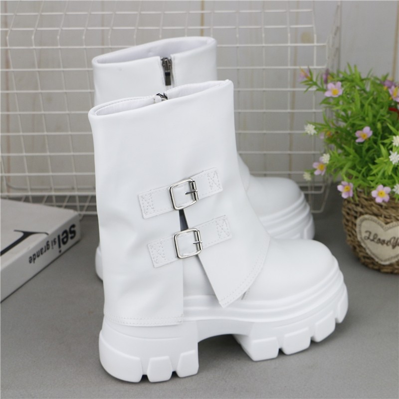 12CM马丁靴2025秋季新款帅气机车短靴韩版厚底中跟靴黑色显瘦女靴