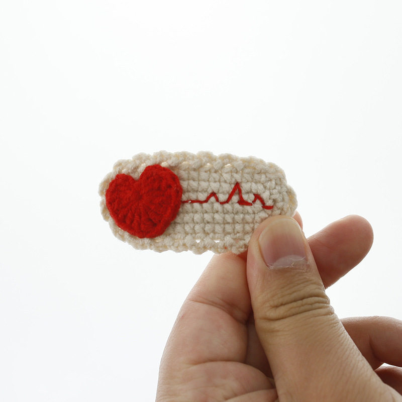 精美手工编织心跳发卡 织女毛线钩织爱心卡子 甜美女生头饰成品