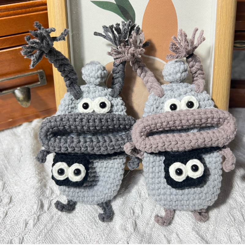 手工钩织香肠嘴汽车钥匙包套diy钩针丑萌可爱自制创意送毛线挂件