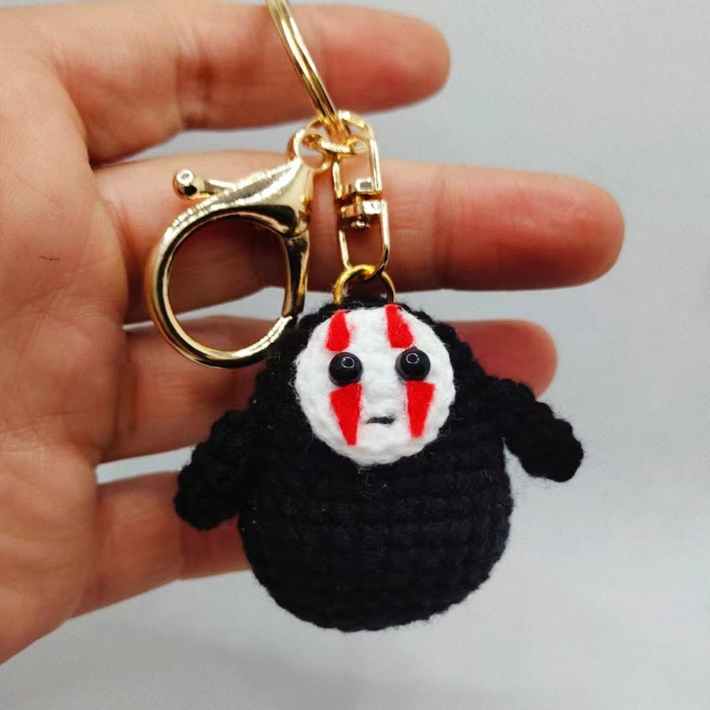 手工毛线钩织宫崎骏无脸男玩偶 钩针礼物钥匙扣挂件包包挂饰