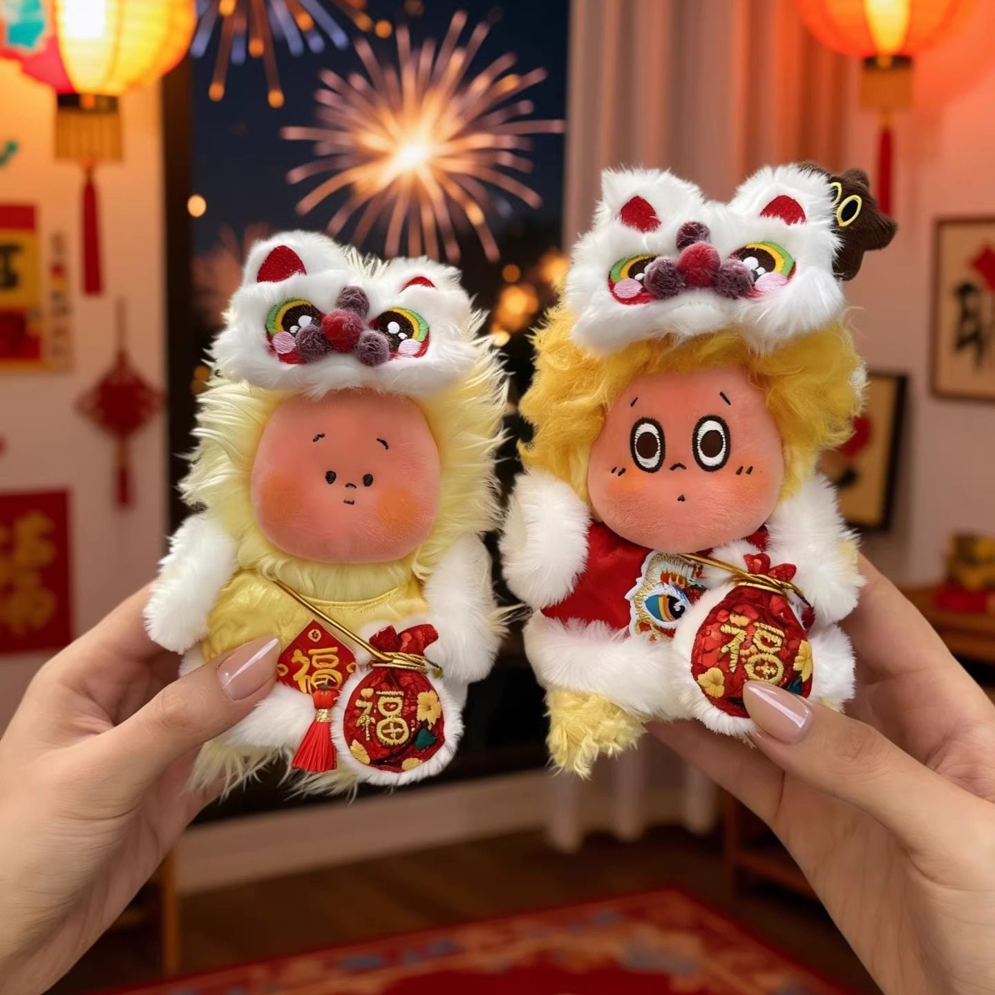 星星人娃衣大风中凌乱理发新年娃衣服红色喜庆马年过年红醒狮头套,模玩/动漫/周边/娃圈三坑/桌游,潮玩娃衣,淘宝优惠券,粉丝福利购,淘宝优惠卷