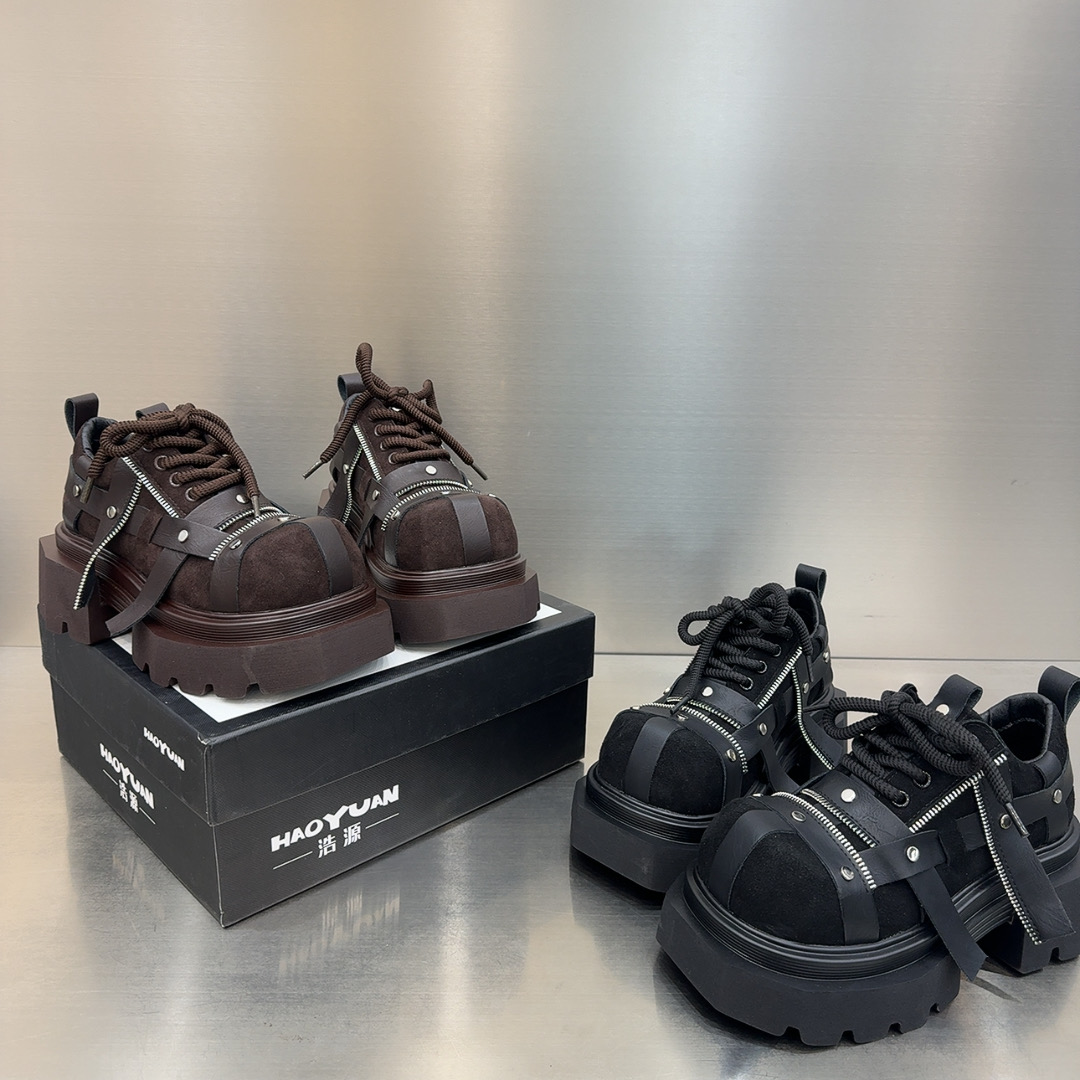 2025新款厚底增高马丁靴女机车靴短靴重工拉链乐福鞋早春新款单鞋