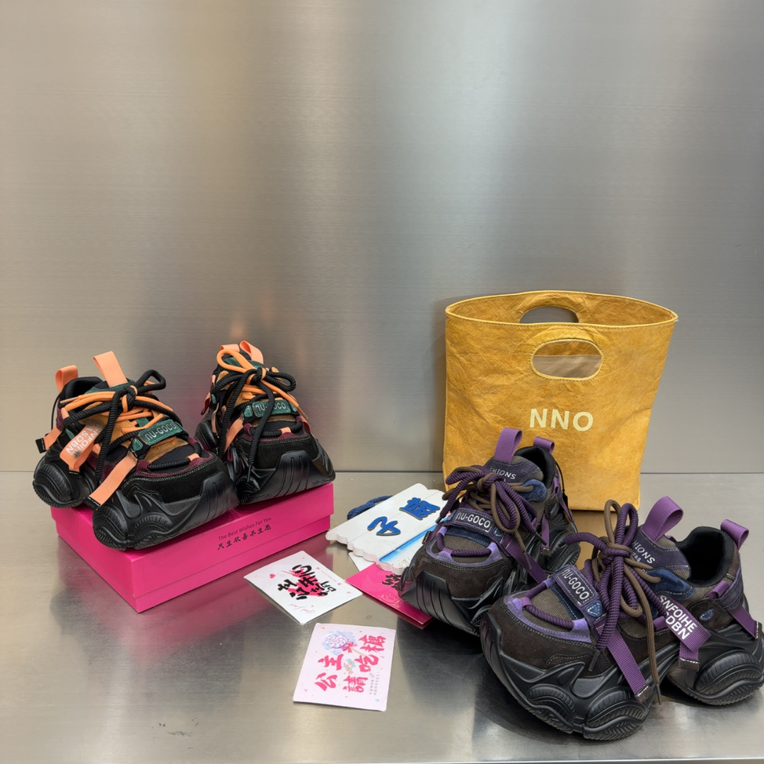 真皮运动风休闲鞋女秋冬新款复古拼色厚底老爹鞋四季款单鞋