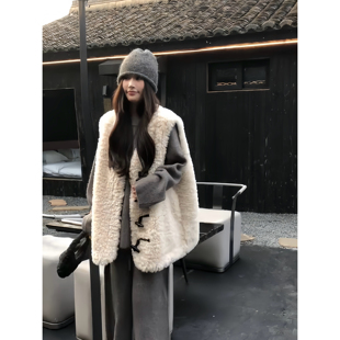 秋冬韩版设计感中长款毛毛马甲女羊羔毛皮草外套无袖宽松时尚坎肩