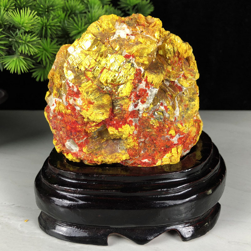 雌黄原石矿物晶体原矿天然水晶收藏奇石礼品客厅办公玄关家居摆饰