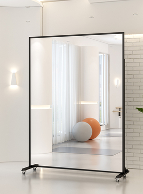 可移动舞蹈镜万向轮落地镜家用镜子全身穿衣镜瑜伽健身练功房镜子