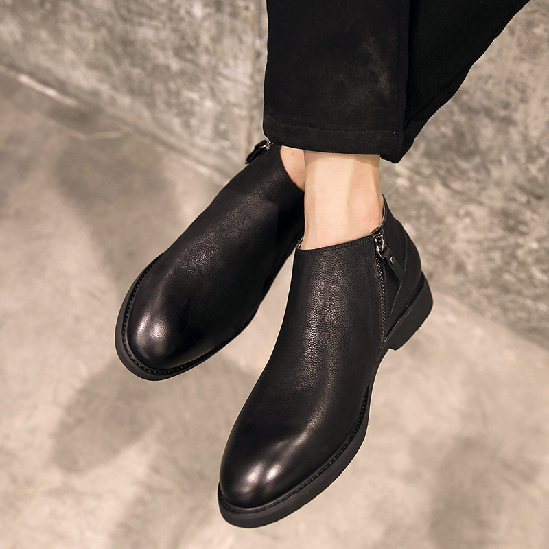 winter Men's Boots Plush England Gaobang Martin Male boots genuine leather Single zipper Retro cowhide Chelsea Bootsin the Men's Shoes, Boots  category - from Buy2taobao.com to provide professional Taobao agent buy service