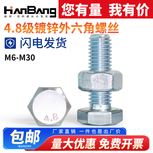 4.8镀锌蓝白组合螺丝螺母