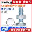 螺栓螺钉杆M6M8M10M12M14M16M 4.8级镀锌外六角螺丝螺母二组合套装