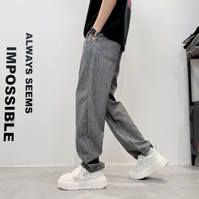 轻薄垂感宽松阔腿男士休闲裤男士