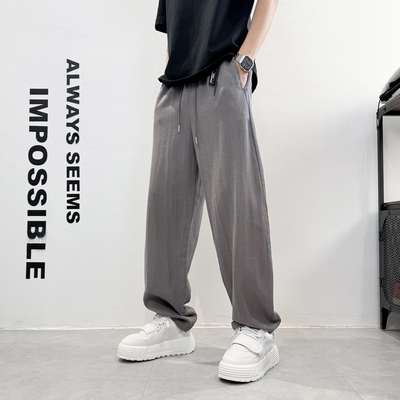 夏季男士宽松垂感阔腿休闲裤男士