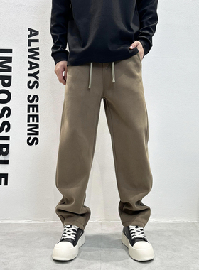 2025秋冬新款加绒加厚直筒裤男款休闲裤男长裤卡其色痞帅潮流裤子