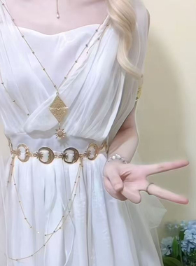 希腊女神民族风腰链网红月亮星星链条腰带古风连衣裙装饰腰部配饰