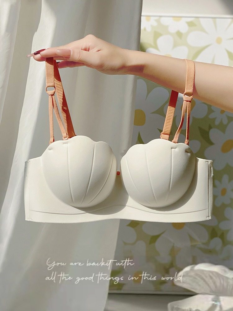 内衣女小胸聚拢显大加厚无肩带抹胸贴隐形无痕无钢圈文胸罩收副