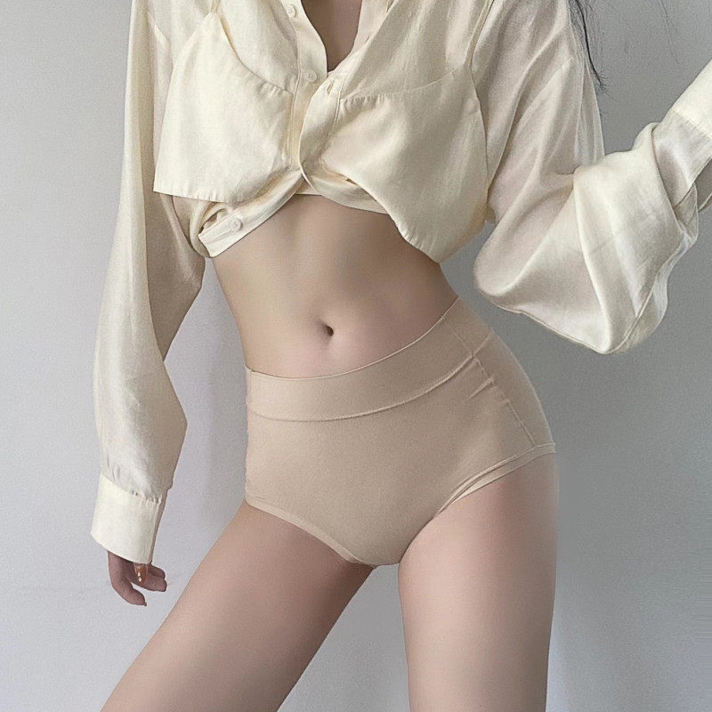 森林半岛聚乳酸裸感肌内裤女中高腰无痕包臀润肤大码胖妹妹三角裤