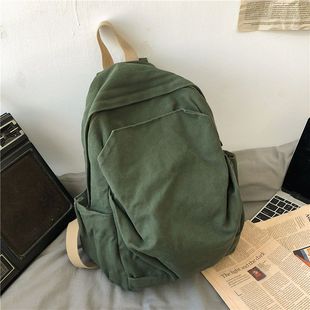 双肩包女高中生男帆布书包2026新款学院风大学生休闲个性复古背包