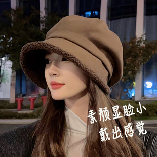 女士秋冬季 渔夫贝雷帽爆款 洋气帽 女显脸小大头围2025新款 帽子冬款