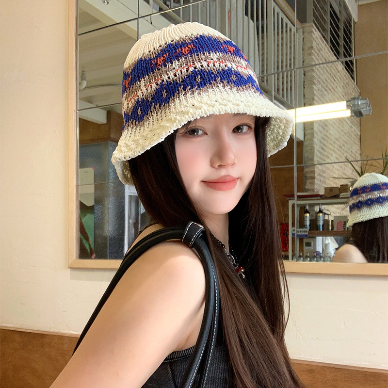 2025新款韩版时尚优雅拼色大檐渔夫帽女春夏季出游遮阳百搭盆帽潮