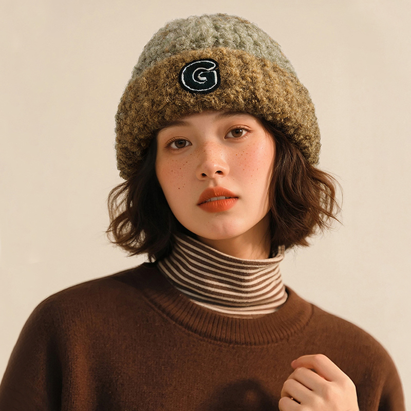 羊毛帽子女大头围针织帽2025新款时髦冬季保暖毛线帽显脸小冷帽女
