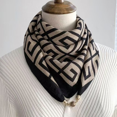 磁吸扣小方巾丝巾女春秋新款洋气