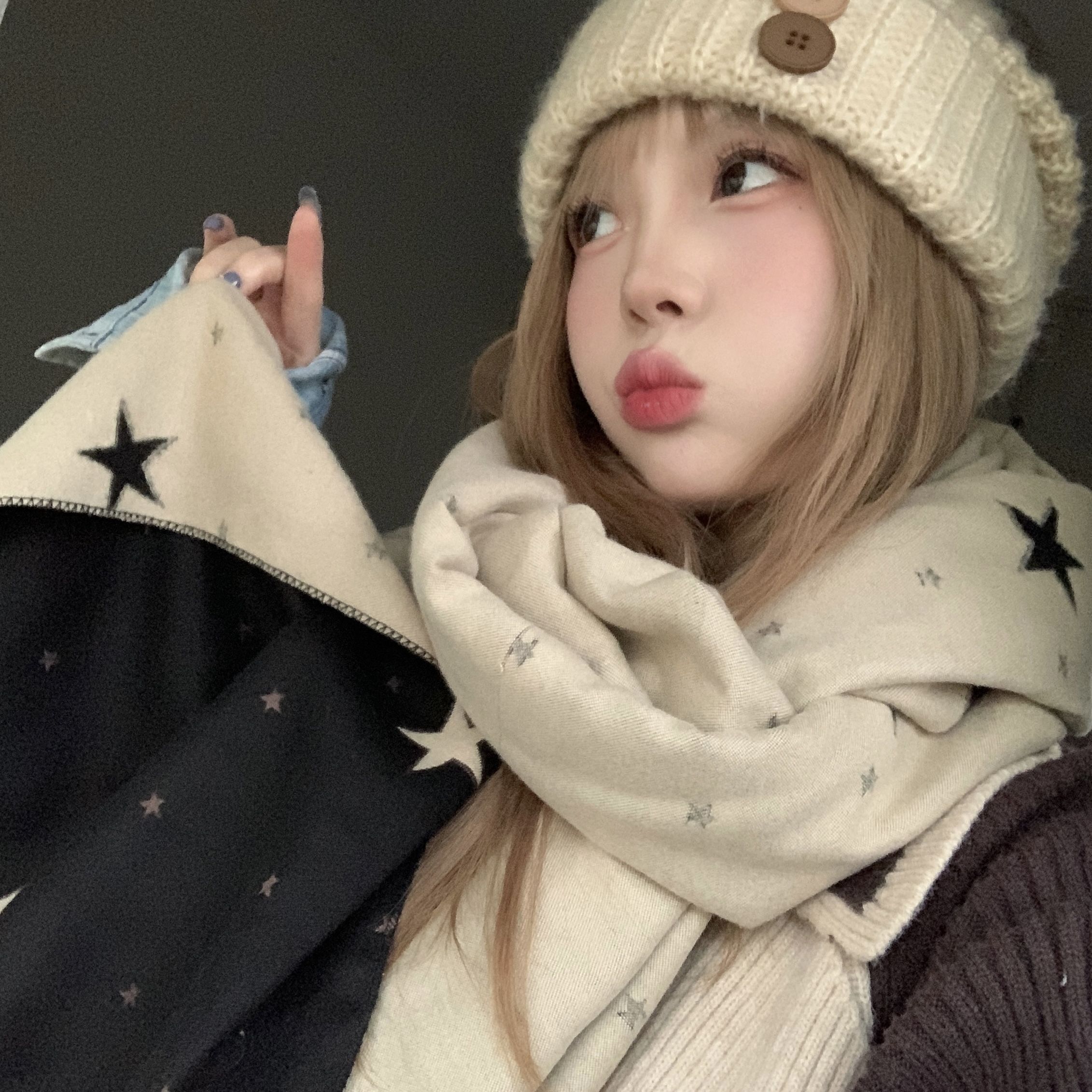 卡帝乐鳄鱼冬季流苏韩版女围巾