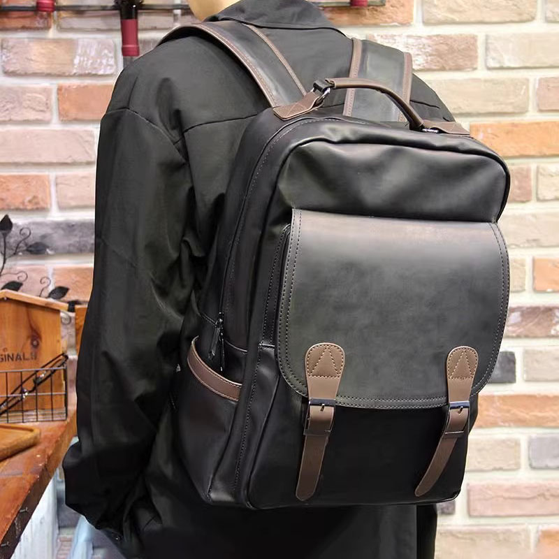 男士双肩包复古潮新款大学生书包通勤电脑背包大容量休闲户外背包