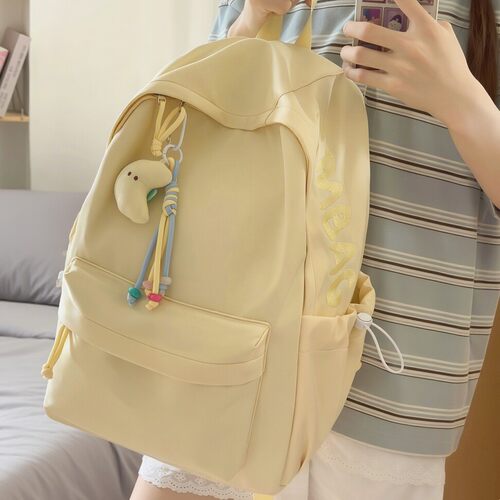 书包ins风小众高中生初中女生简约纯色系大容量韩系双肩包女肩包