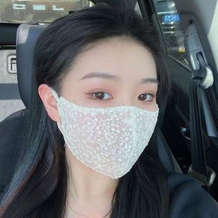 网红口罩女款 2025新款 显脸小蕾丝网纱高颜值夏天防晒防紫外线面罩